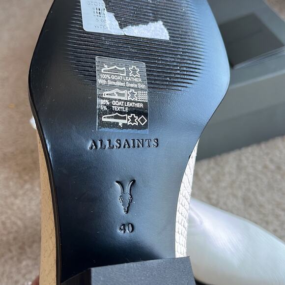 ALL SAINTS Lenora Snake Embossed
White Leather Minimalist Neutral Booties - Picture 12 of 12